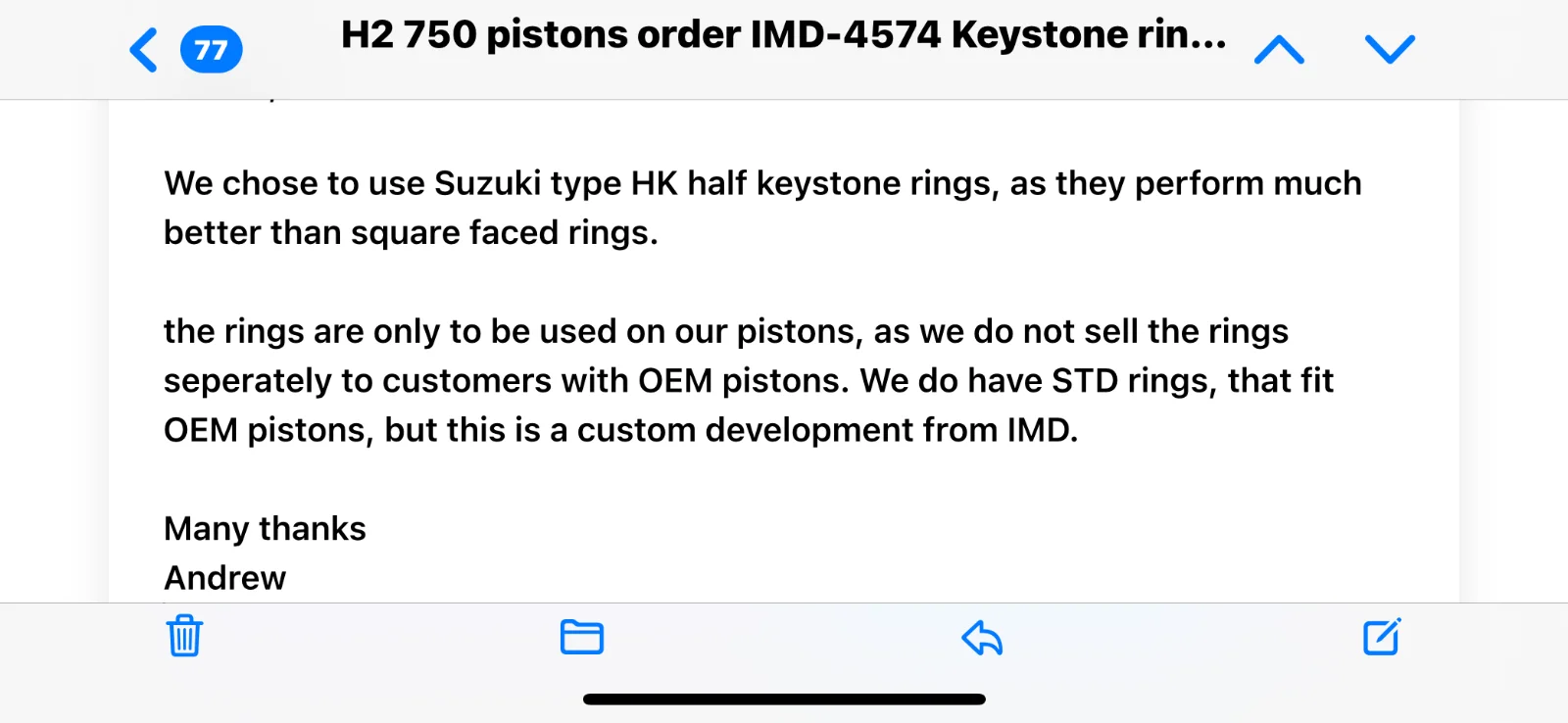 Anyone ever use IMD Pistons in Chester?