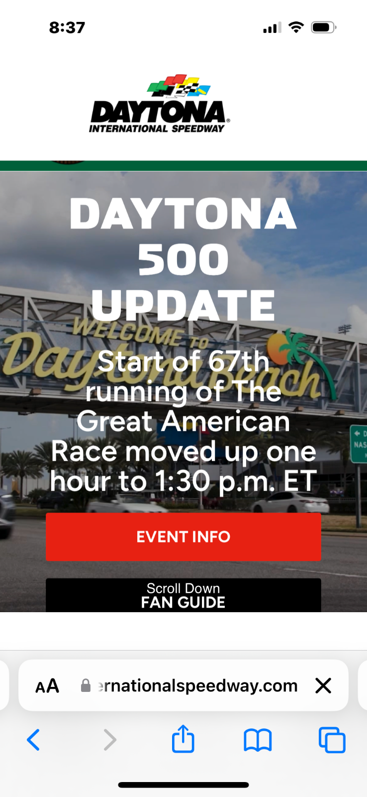 Daytona 500 Sunday February 16th 1:30 PM EST (GMT +5)
