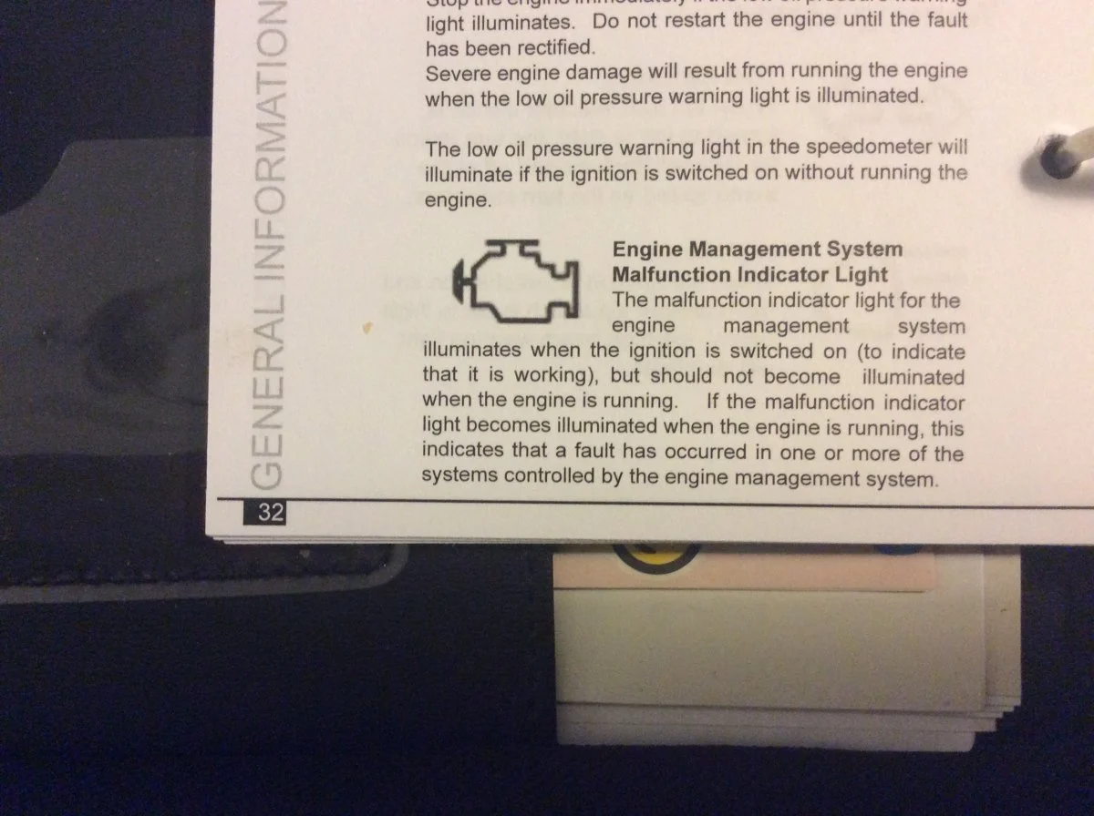 Engine management light.