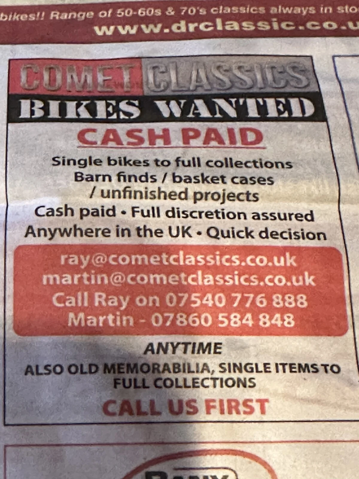 "Discretion assured" moto buyer services