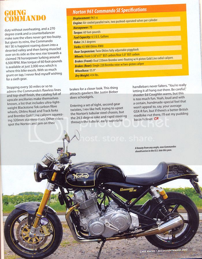 Cafe Racer Article about Norton Commando 961