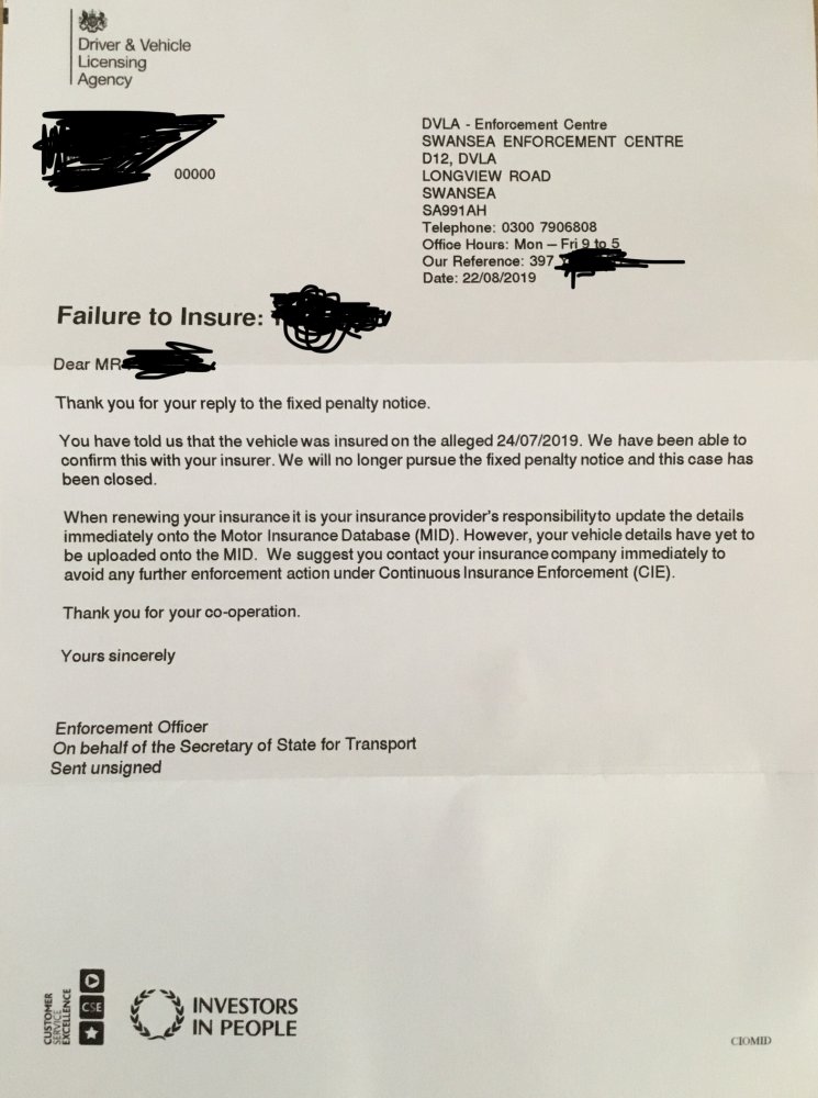 DVLA records are Flawed/incorrect,sent me a fine for no Insurance!