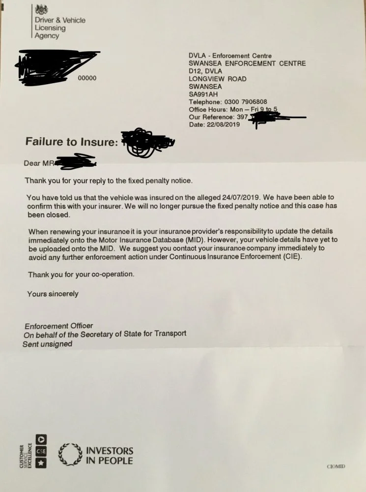 DVLA records are Flawed/incorrect,sent me a fine for no Insurance!