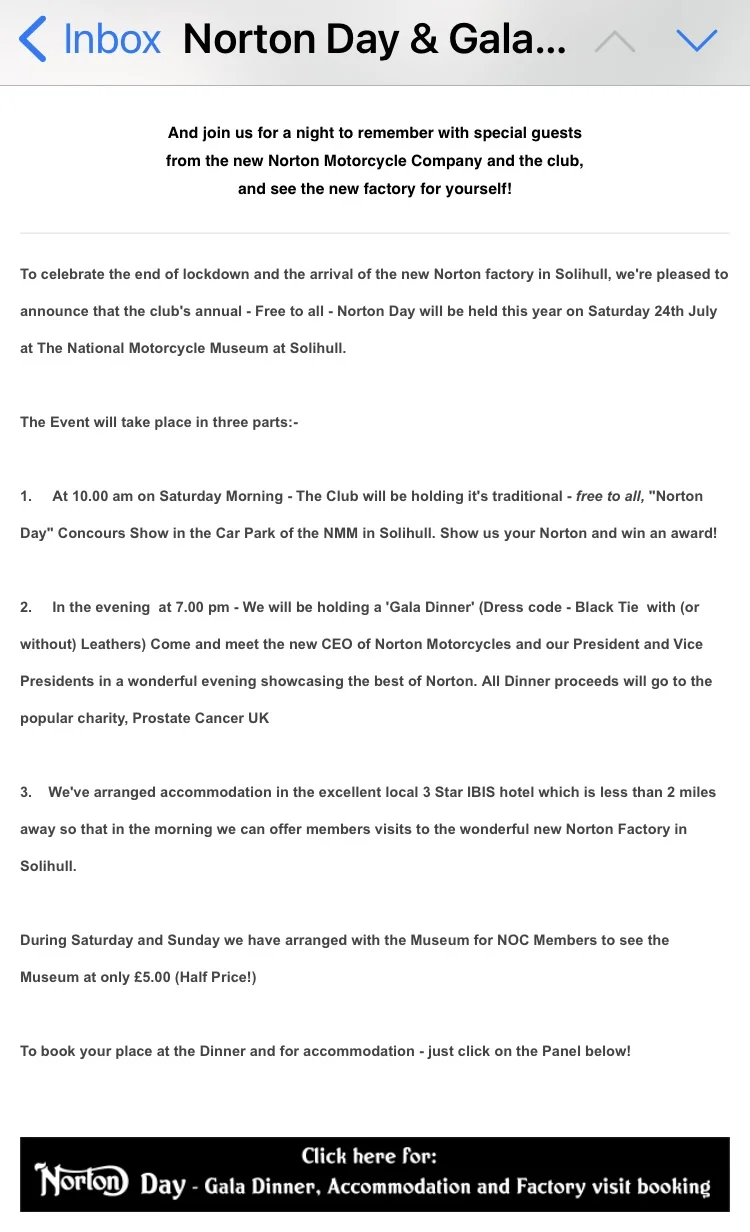 Norton Owners Club Dinner