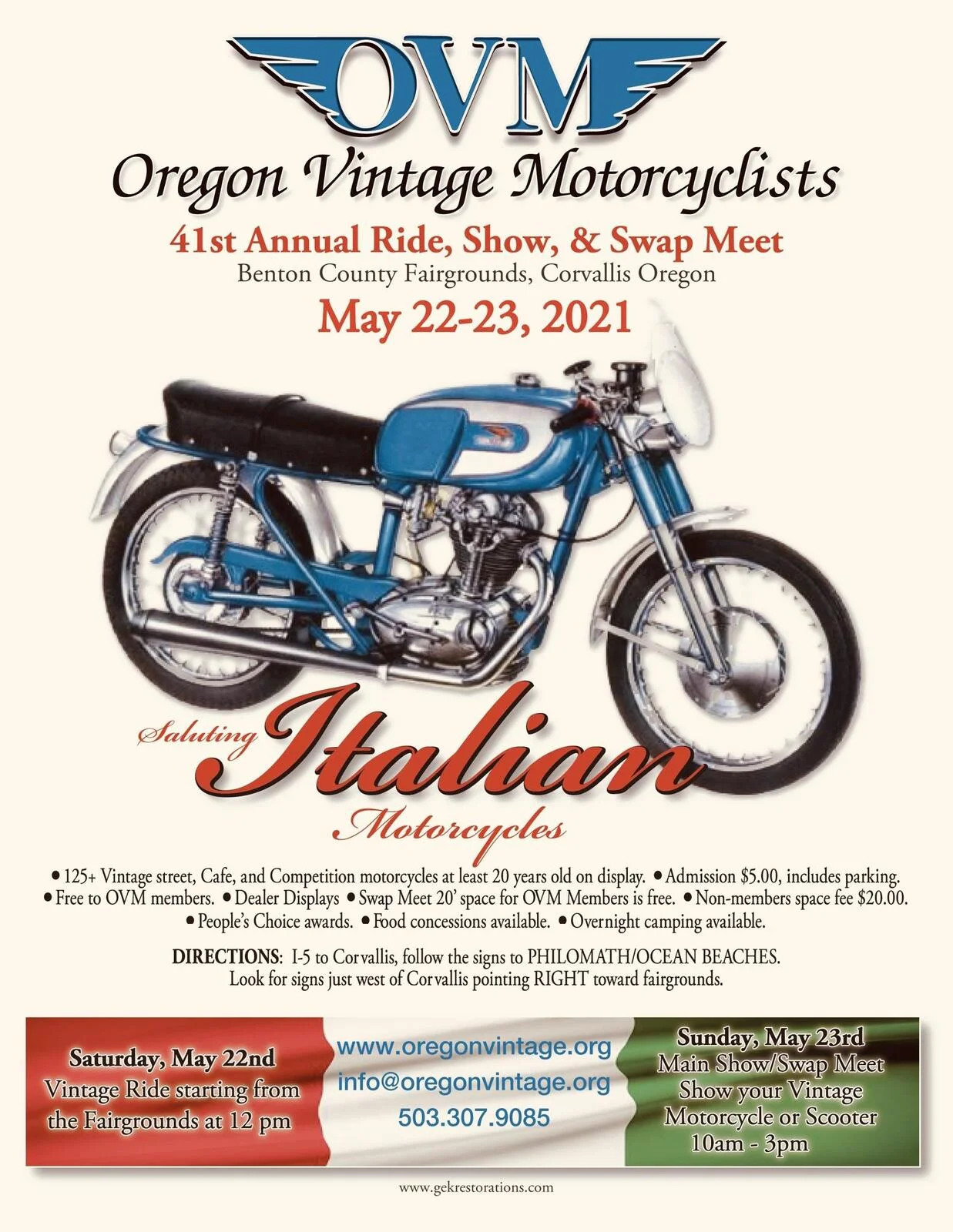 Oregon Vintage Motorcyclist Annual Show May 23rd, 2021
