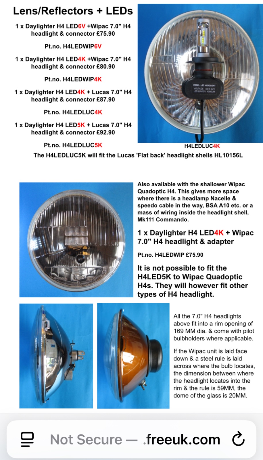 Best LED headlamp (positive earth)