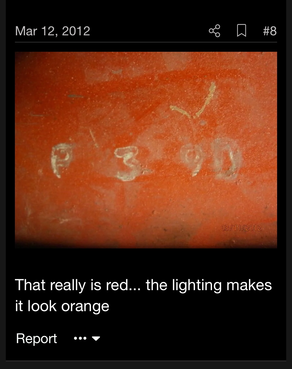 Interesting numbers on the underside of an original   '74 fuel tank