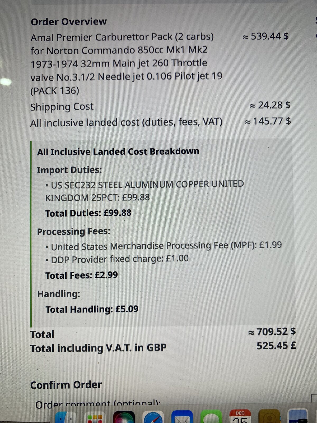 My Andover Norton Parts Order Journey