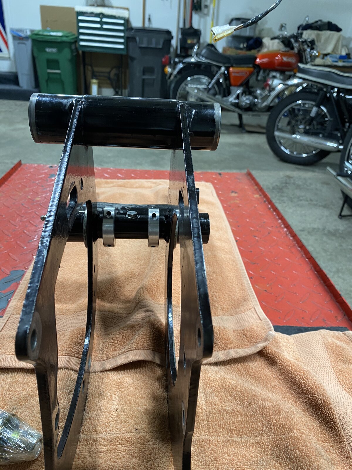 New swinging arm spindle and bushes, plus the Kegler clamp upgrade completed!