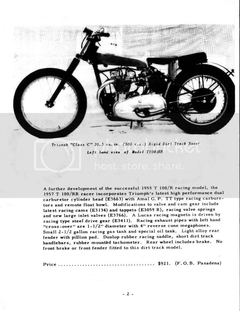 TRIUMPH T 100 R / T 100 RR . 1955/57 .