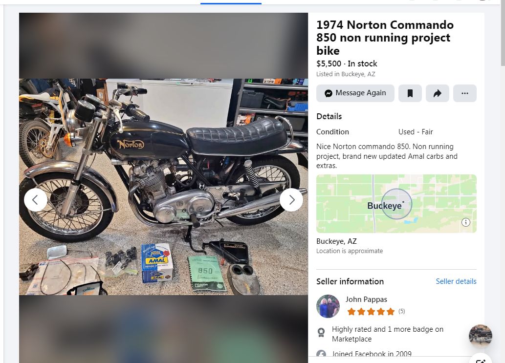 Seamed Muted Pea Shooters on a 1974 850