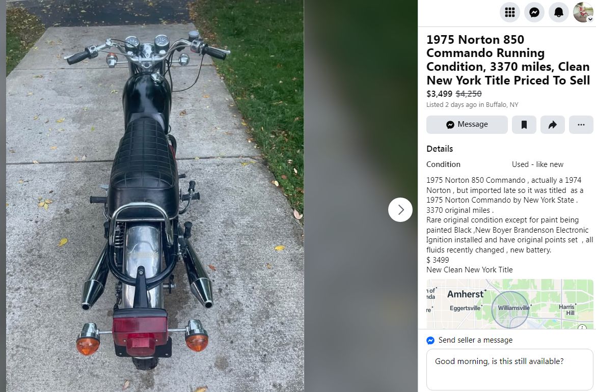 Seamed Muted Pea Shooters on a 1974 850