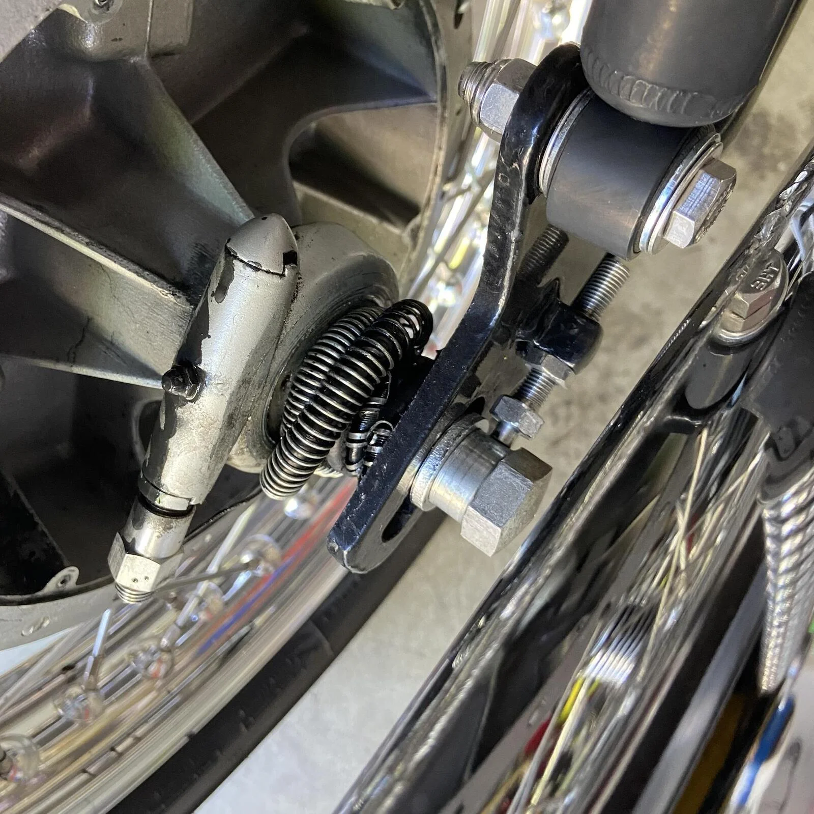 Speedo cable wrapped around axle