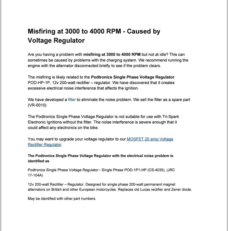 podtronics filter - 3K rpm  ignition miss - anyone experiencing this?