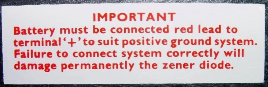 Where does this "Positive Ground" decal  go?