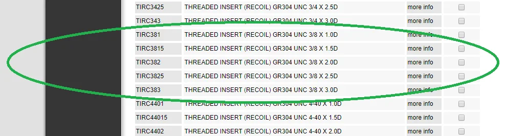 Thread inserts in the Norton head (2019)