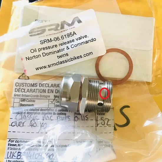 oil pressure release valve