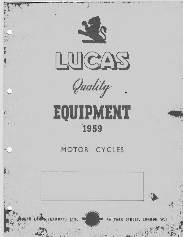 Lucas data base for ignition parts available during the 50-70's