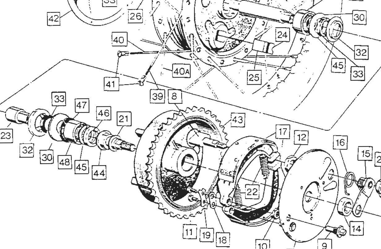 1973 Commando rear drum brake assembly