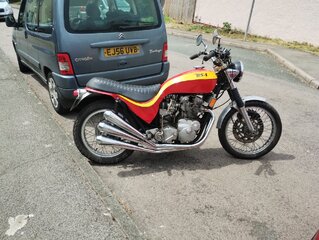 Suzuki GT550 kicker as a substitute for the no longer available RGM made T-160 style.
