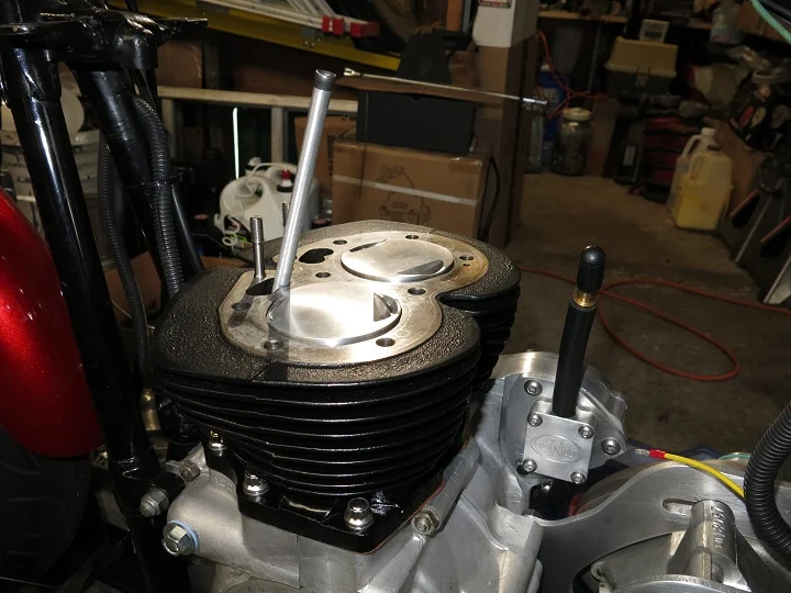 Partial Norton 750 engine sitting in frame