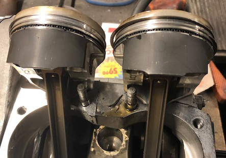 ceramic top pistons with graphite skirts